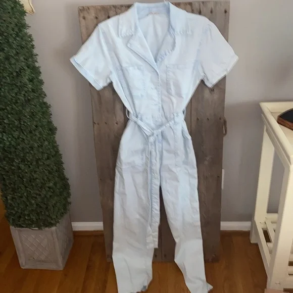 Chambray Washed Utility Jumpsuit by Skies Are Blue, Size Small - Picture 5 of 6